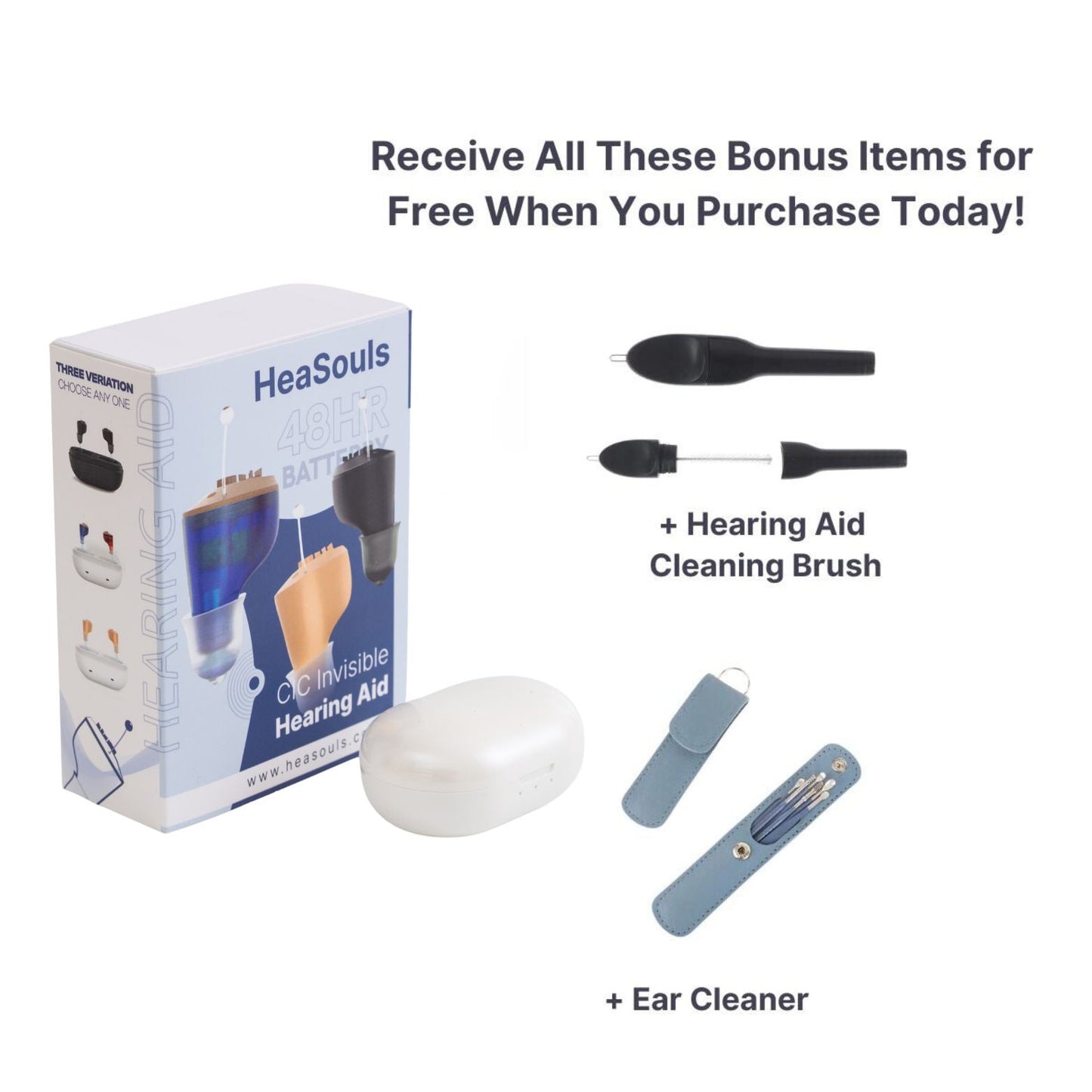 HeaSouls CIC Hearing Aids + UV Sterilizer